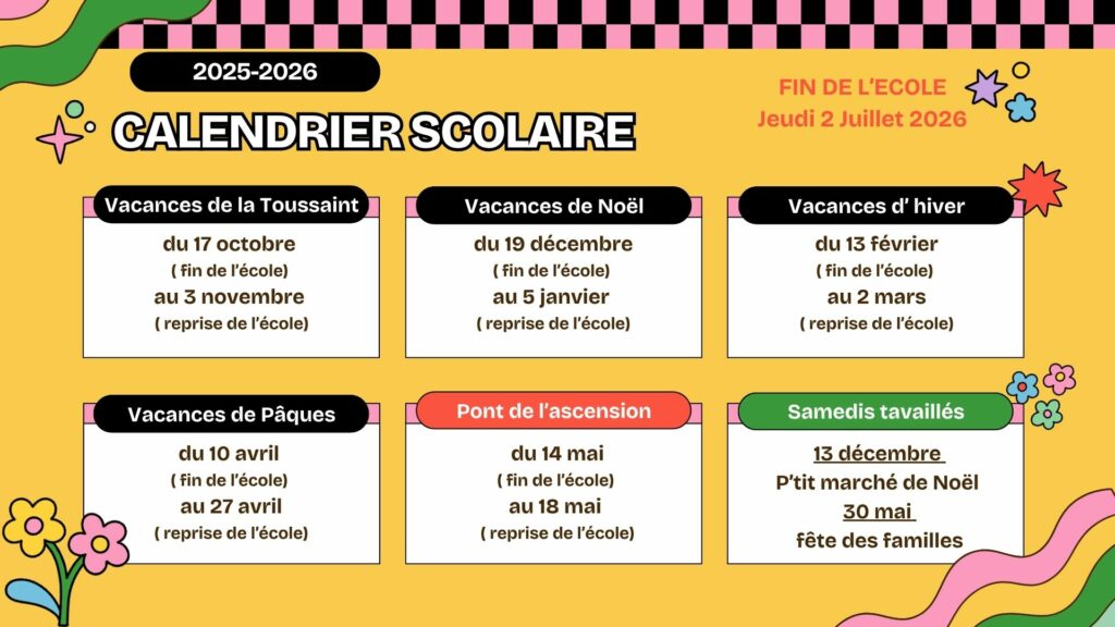 Calendrier Scolaire 2025-2026